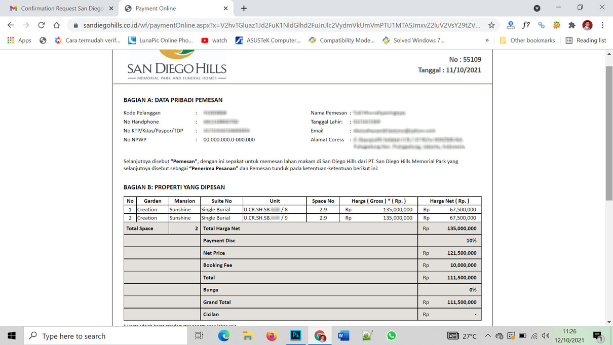 Data Calon Pembeli Online Booking San Diego Hills