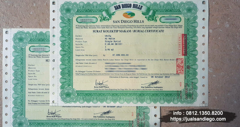 Proses balik nama sertifikat tanah makam san diego hills